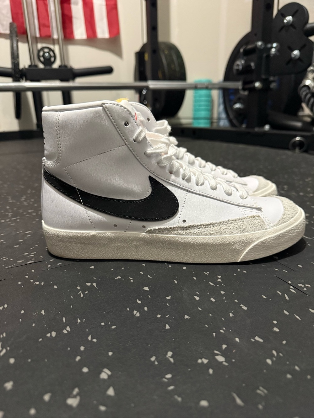 Nike Blazer Mid White with Black Swoosh